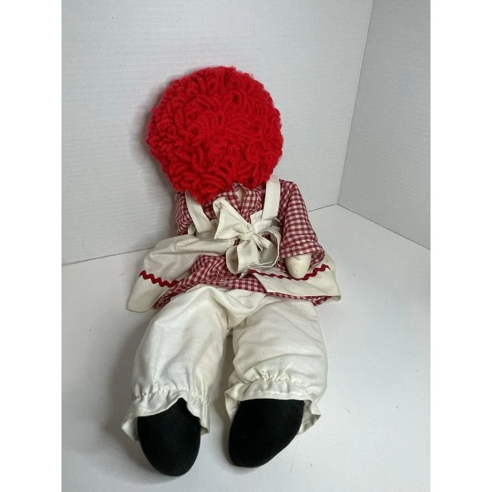 Vintage Raggedy Ann  Handmade Doll 19 Inch Embroidered Face & Heart